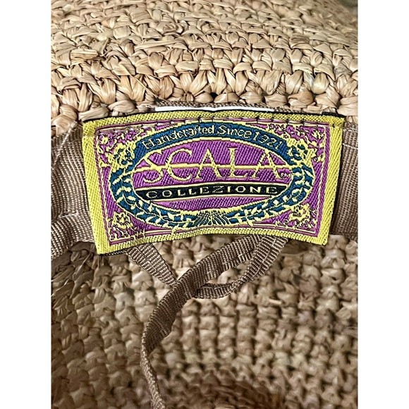 Authentic Scala Handmade 100% Straw Hat Coral With Beads Accent Band Beachy - Picture 6 of 7